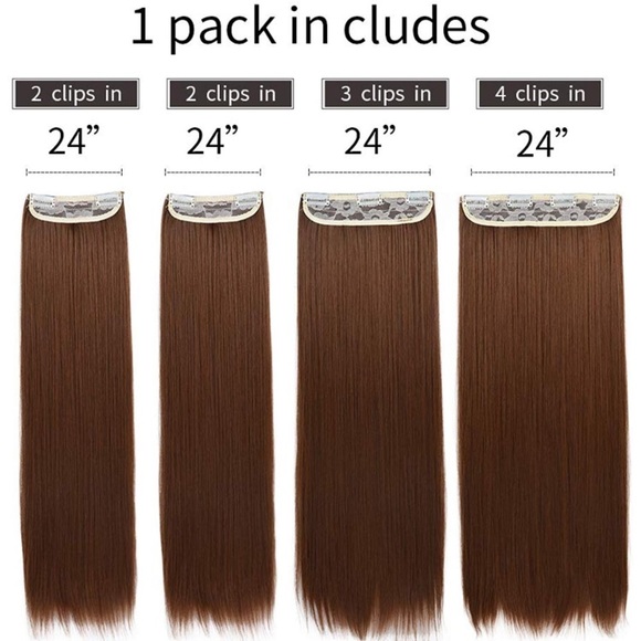 24” STRAIGHT CHESTNUT BROWN 280 G 4 PEICE CLIP INS main image 4